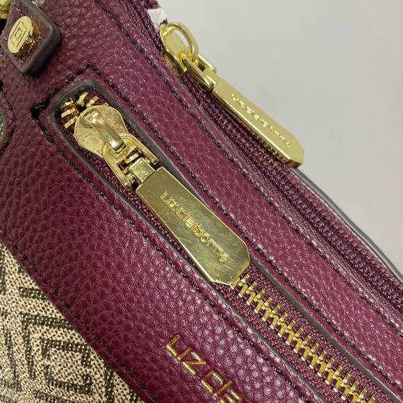 Liz Claiborne Burgundy and Cream Women's Bag NEW. Crossbody. Purse. - Picture 3 of 9